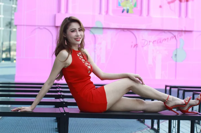 [Mzsock] NO.055 Abby red dress short skirt high heels beautiful legs travel photo street photography#[101P]-79